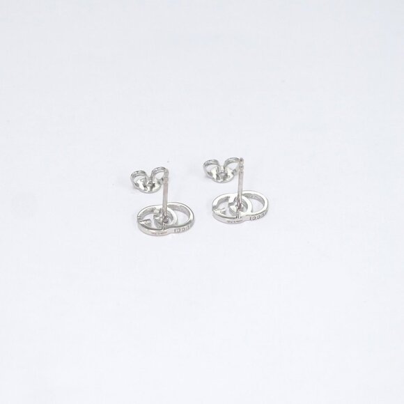 GUCCI Interlocking G Logos Stud Earrings 18 White Gold 750 Auth - Picture 3 of 5